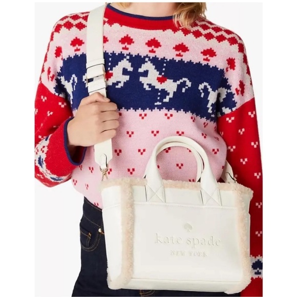 NWT Kate Spade ♠️ Jett Faux Shearling Small Tote in Meringue - Picture 10 of 10